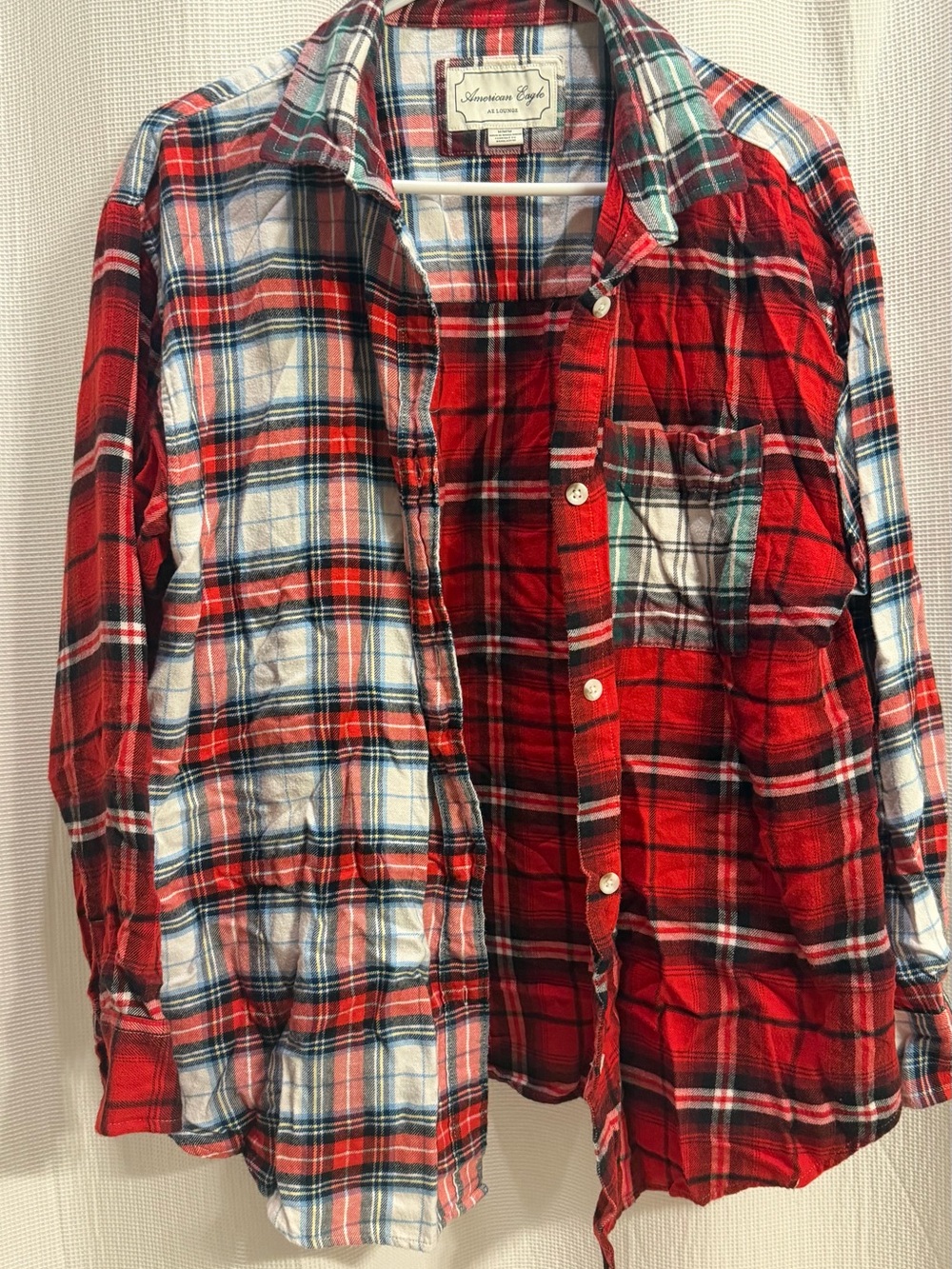 American Eagle Red Plaid Button-Up Shirt
